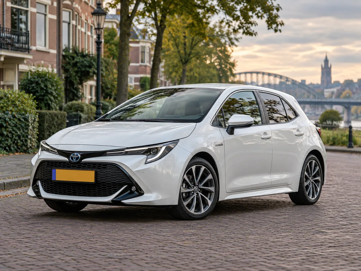Witte Toyota Corolla op een rustige straat